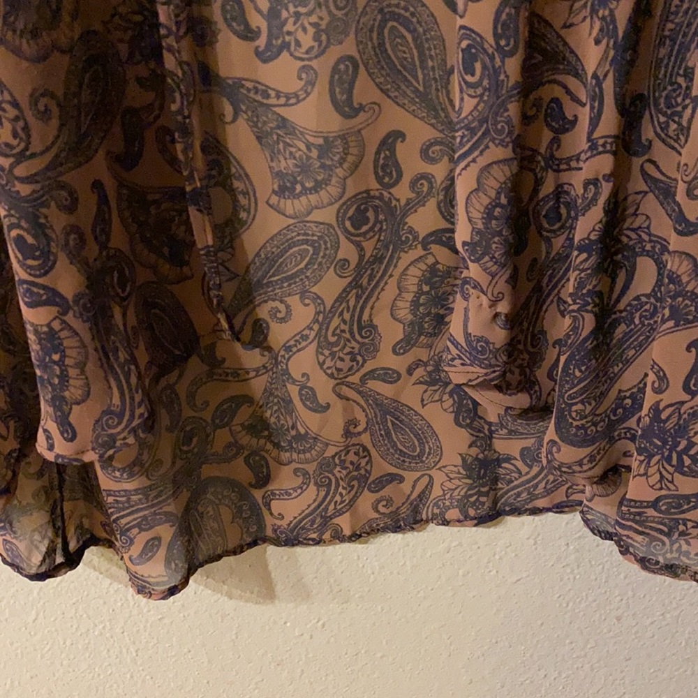 *3/20* elleCLO Lightweight Brown Paisley Open-Front Kimono - Picture 4 of 8